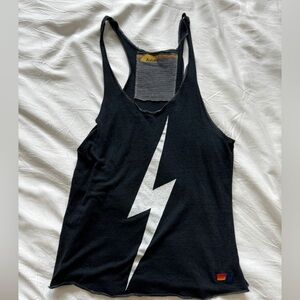 Aviator Nation Womens racer back BOLT tank - black/white size L